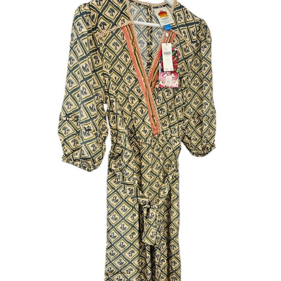 Farm Rio x Anthropologie V-Neck Wide Leg Mushroom Print Jumpsuit Size S, NWT - Picture 10 of 11